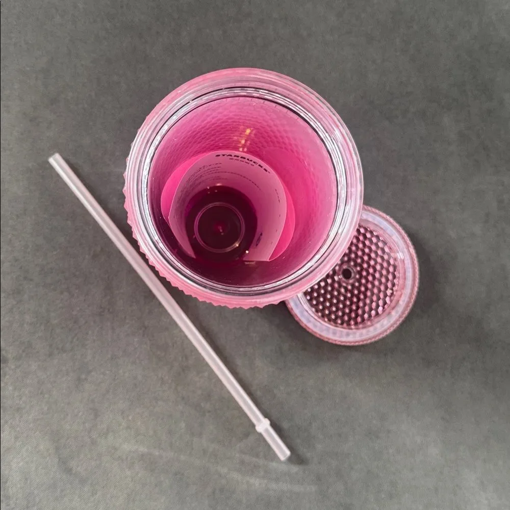 Starbucks Venti Pink Gradient Ombré Studded Tumbler  24oz NEW